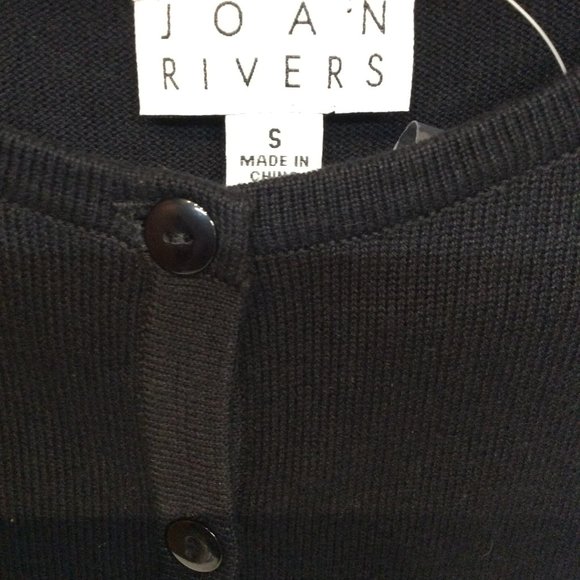 SMALL CARDIGAN BUTTON UP BLACK NEW JOAN RIVERS A366313 - Picture 4 of 11